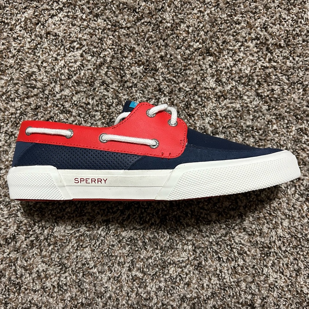 New — Sperry Soletide 2-Eye Seacycled — Navy/Red — Size: 10 — Width: Medium